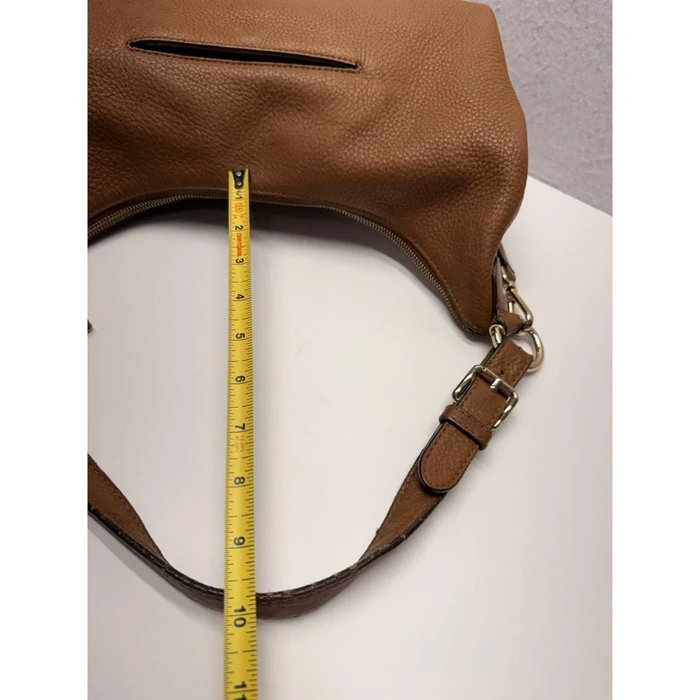 Michael Kors Lupita Large Hobo Bag Cognac Brown Pebbled Leather Crossbody